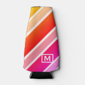 Monogramm Moderne Sommerstreifen Niedlich Cool Flaschenkühler (Vorderseite)