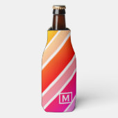 Monogramm Moderne Sommerstreifen Niedlich Cool Flaschenkühler (Flaschenvorderseite)