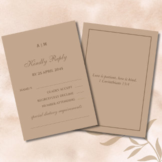 Monogramm moderne Taupe christliche Hochzeits-Antw RSVP Karte