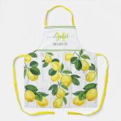 Monogramm moderne Zitronen Aquarell auf rustikalem Schürze (Vorderseite)