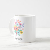Monogramm moderner Blume Kaffeetasse (Vorderseite Links)