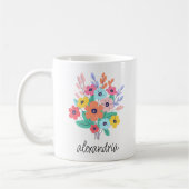 Monogramm moderner Blume Kaffeetasse (Links)