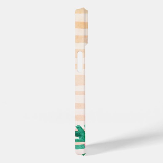 Monogramm moderner botanischer Streifen Case-Mate iPhone Hülle (Rückseite / Rechts)