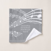 Monogramm moderner grauer Musiknoten Badhandtuch Set (Waschlappen)