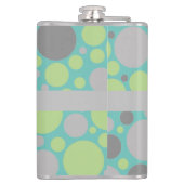 Monogramm moderner grauer und grüner Blasen Flachmann (Rückseite)