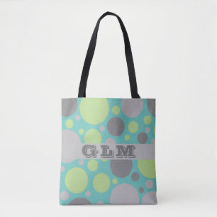 Monogramm moderner grauer und grüner Blasen Tasche