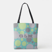 Monogramm moderner grauer und grüner Blasen Tasche (Rückseite)