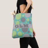 Monogramm moderner grauer und grüner Blasen Tasche (Von Nahem)