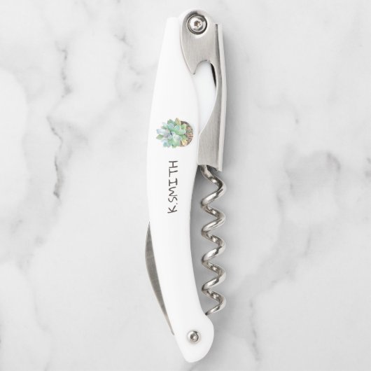 Monogramm moderner handgezeichneter Wasserfarben Kellnermesser (Rückseite)