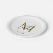 Monogramm Moderner Minimal Pappteller (Schrägansicht)