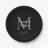Monogramm Moderner Minimal Pappteller (Vorderseite)