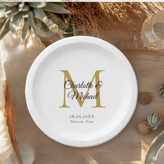 Monogramm Moderner Minimal Pappteller
