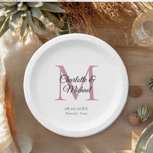 Monogramm Moderner Minimal Pappteller