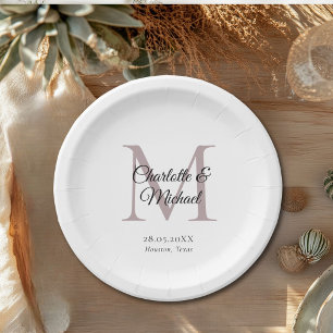 Monogramm Moderner Minimal Pappteller