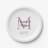 Monogramm Moderner Minimal Pappteller (Vorderseite)