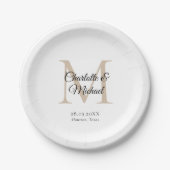 Monogramm Moderner Minimal Pappteller (Vorderseite)