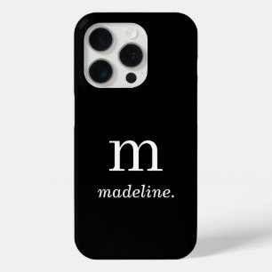 Monogramm   Moderner minimaler Schwarz-weißer Anfa Case-Mate iPhone Hülle
