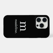 Monogramm | Moderner minimaler Schwarz-weißer Anfa iPhone Hülle (Rückseite (Horizontal))