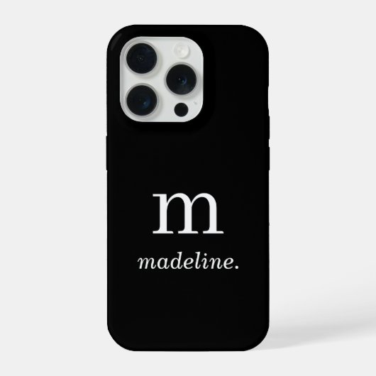 Monogramm | Moderner minimaler Schwarz-weißer Anfa iPhone Hülle (Rückseite)