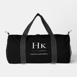 Monogramm Moderner Minimalistischer Schwarzer Mono Duffle Bag