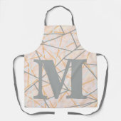 Monogramm moderner Ocker-grauer geometrischer Lini Schürze (Vorderseite)