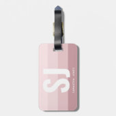 Monogramm Moderner Regenbogen Rosa Streifen Initia Gepäckanhänger (Rückseite vertikal)