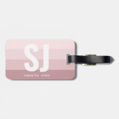 Monogramm Moderner Regenbogen Rosa Streifen Initia Gepäckanhänger (Rückseite horizontal)