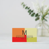 Monogramm moderner Retro-Farben #13 Visitenkarte (Stehend Vorderseite)