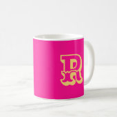 Monogramm Moderner Retro-Schriftart - Heiß rosa Kaffeetasse (VorderseiteRechts)