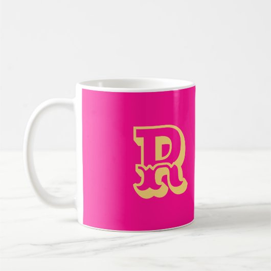 Monogramm Moderner Retro-Schriftart - Heiß rosa Kaffeetasse (Links)
