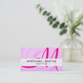 Monogramm Moderner rosa Abstrakter Hintergrund Visitenkarte (Stehend Vorderseite)