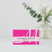 Monogramm Moderner rosa Hintergrund Visitenkarte (Stehend Vorderseite)