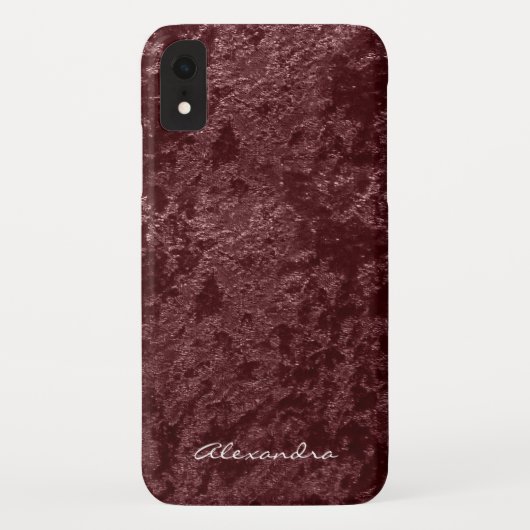 Monogramm Moderner roter Velours-Kunststoff Case-Mate iPhone Hülle (Rückseite)