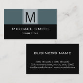 Monogramm Moderner Schwarz/Grau Hintergrund Visitenkarte (Vorne/Hinten)