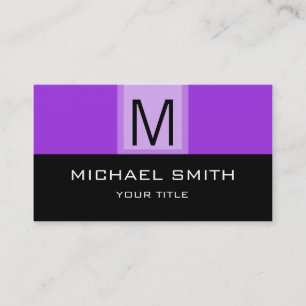 Monogramm Moderner Schwarz-Violett-Hintergrund Visitenkarte