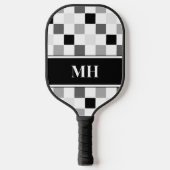 Monogramm moderner Schwarz-Weiß-Karton Pickleball Schläger (Vorderseite)