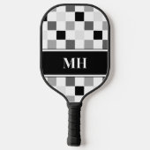 Monogramm moderner Schwarz-Weiß-Karton Pickleball Schläger (Rückseite)
