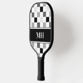 Monogramm moderner Schwarz-Weiß-Karton Pickleball Schläger (Links)