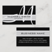 Monogramm Moderner Schwarzer Hintergrund Visitenkarte (Vorne/Hinten)