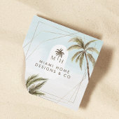Monogramm moderner tropischer Palmen Quadratische Visitenkarte