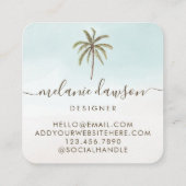 Monogramm moderner tropischer Palmen Quadratische Visitenkarte (Rückseite)