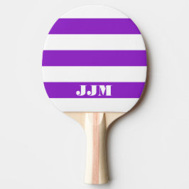Monogramm Moderner weißer, Lila Streifen Tischtennis Schläger