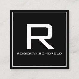Monogramm Modernes Berufliches Chic Black Quadratische Visitenkarte
