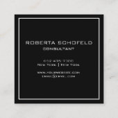 Monogramm Modernes Berufliches Chic Black Quadratische Visitenkarte (Rückseite)