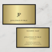 Monogramm-modernes elegantes Schwarzes und Visitenkarte (Vorne/Hinten)