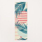 Monogramm | Modernes Grunge Tropical Palm Pattern Yogamatte (Vorderseite)