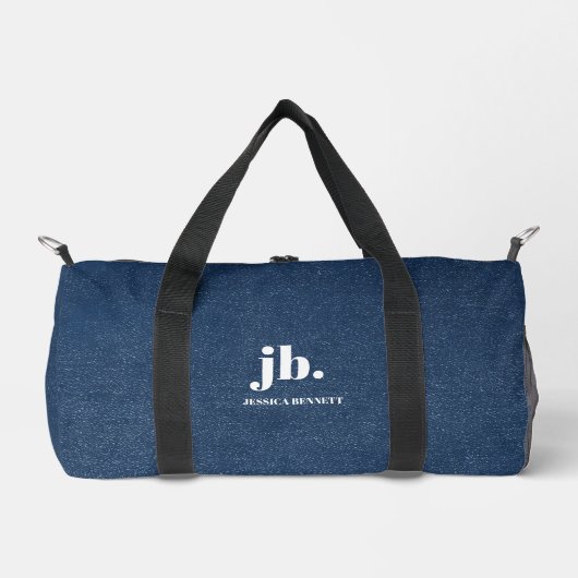Monogramm Modernes Jeans-Textur-Druck Duffle Bag (Vorderseite)