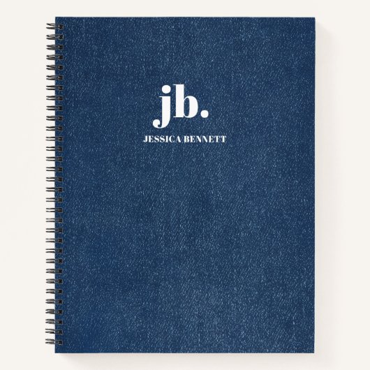 Monogramm Modernes Jeans-Textur-Druck Notizblock (Vorderseite)