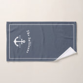 Monogramm Modernes Küstenanker Denim Blau Weiß Badhandtuch Set (Handtuch)