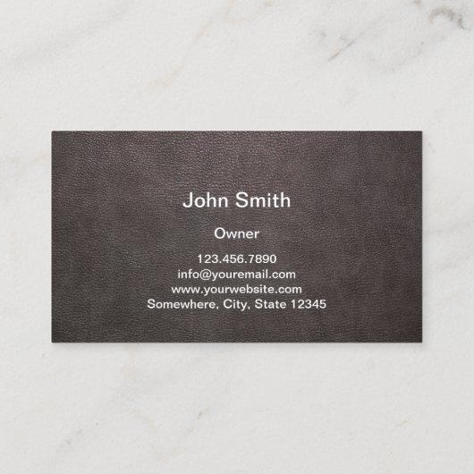 Monogramm-modernes Leder u. Metall beruflich Visitenkarte (Rückseite)